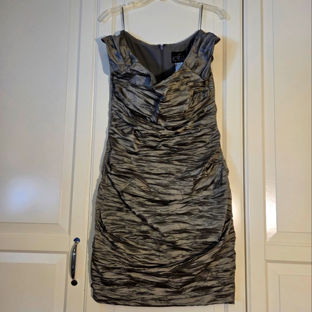 Alex Evenings Metallic Ruched Strapless Sheath Dress